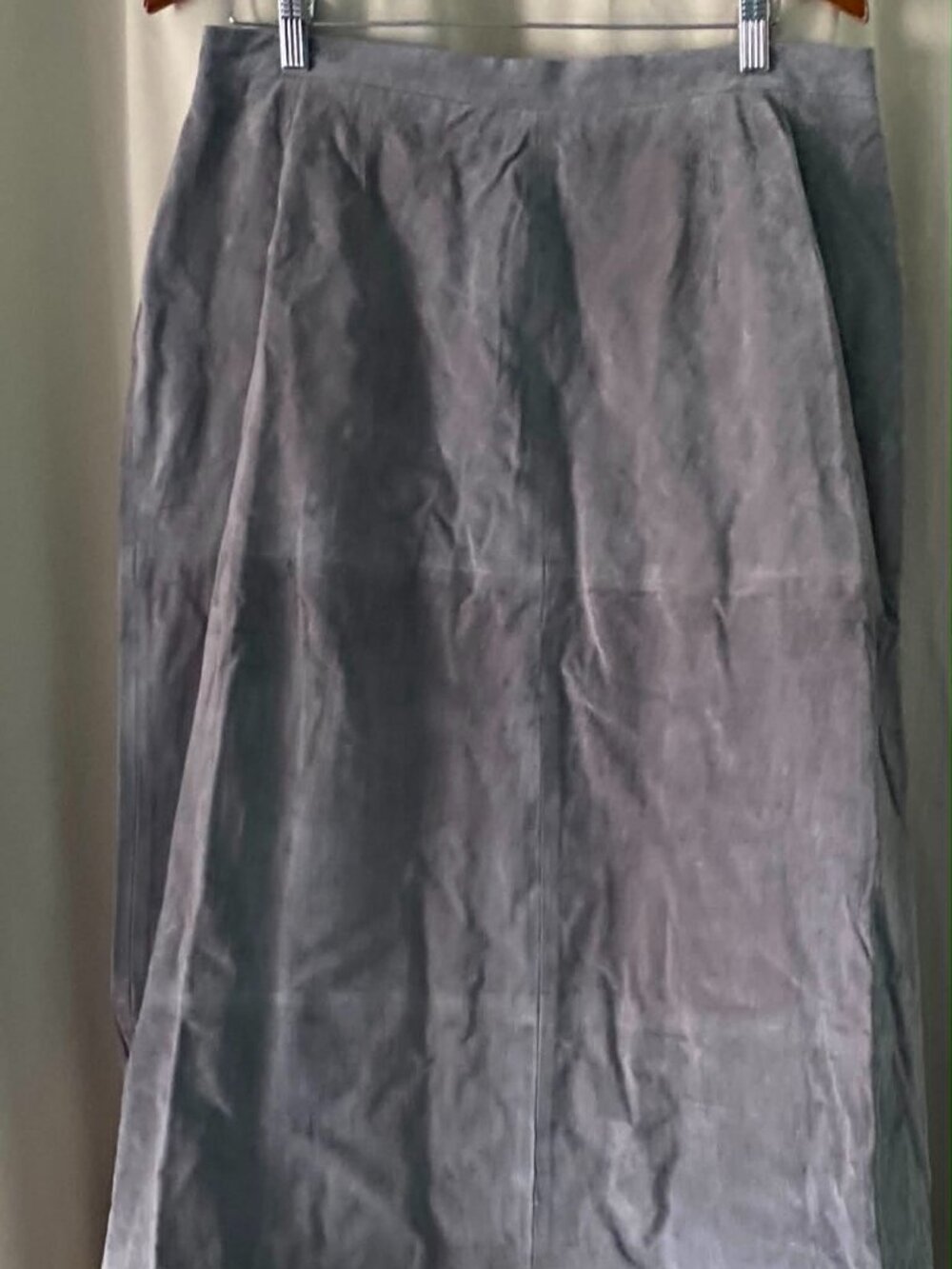 Dennis Basso Gray Genuine Leather Midi Skirt 1X NWT Plus Size Classic